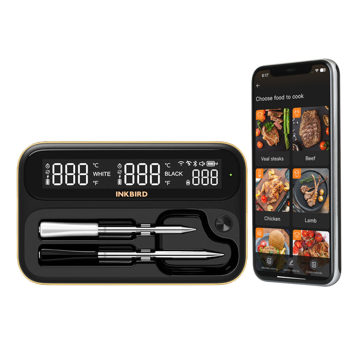 INKBIRD WiFi Bluetooth Wireless Meat Thermometer 2-Probe Set INT-12-BW