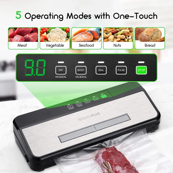 INKBIRD Auto Vacuum Food Sealer INK-VS03 with Viewable Window Built-in Cutter Starter Kits