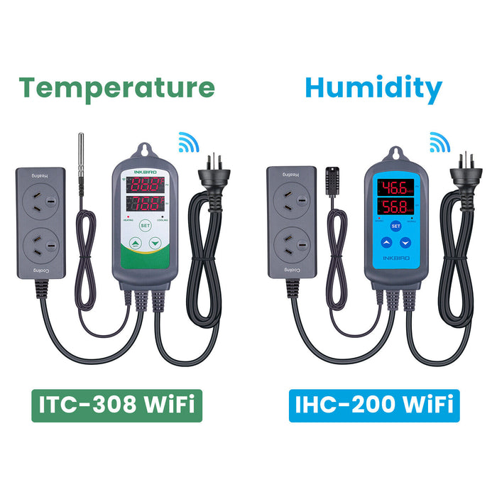 INKBIRD Wifi Temperature Controller ITC-308 + Wifi Humidistat Controller IHC-200