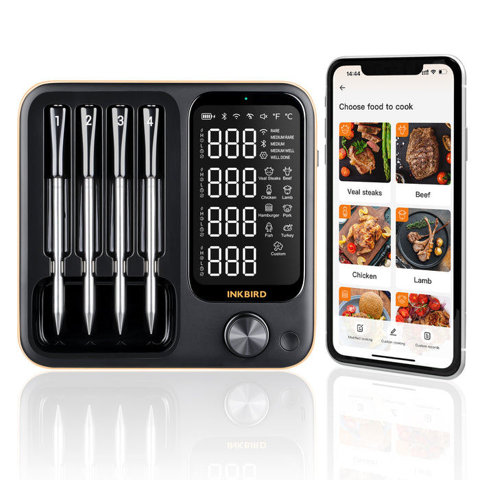 INKBIRD INT-14-BW Wifi & Bluetooth BBQ Thermometer 4-Probe Set Wireless Food Probes