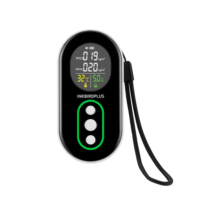 INKBIRDPLUS Indoor Air Quality Monitor PM2.5 PM10 Temperature Humidity Detector with Sound and Light Dual Alert,