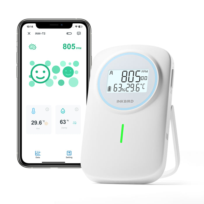 INKBIRD IAM-T2 Bluetooth Air Quality Monitor CO2 Temp Humidity 3-IN-1 Detector