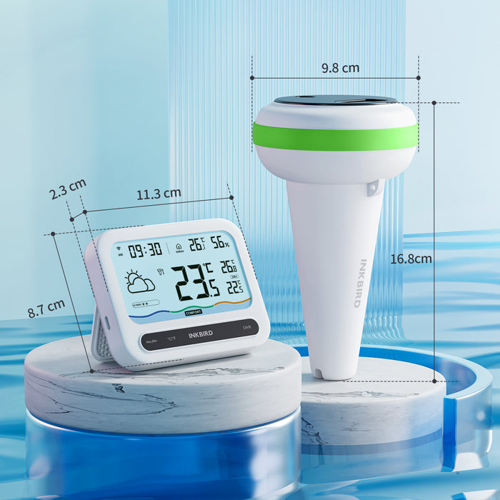 INKBIRD WiFi Pool Thermometer Set IBS-P03R+IM-03-W Solar Powered