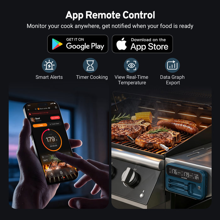 INKBIRD 5G WiFi Bluetooth Meat Thermometer INT-12P-BW 3.8mm Extra Thin Dual Probe