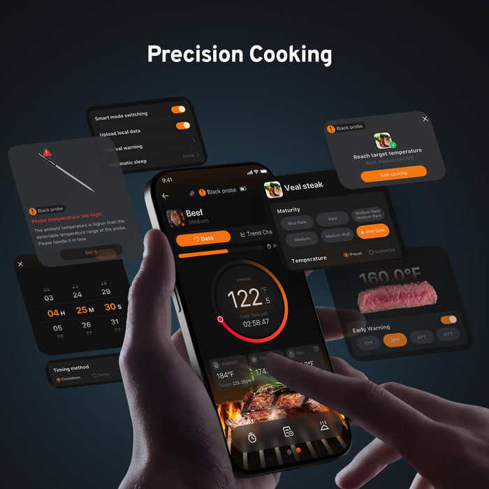 INKBIRD 5G WiFi Bluetooth Meat Thermometer INT-12P-BW 3.8mm Extra Thin Dual Probe