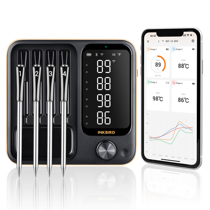 INKBIRD INT-14-BW Wifi & Bluetooth BBQ Thermometer 4-Probe Set Wireless Food Probes