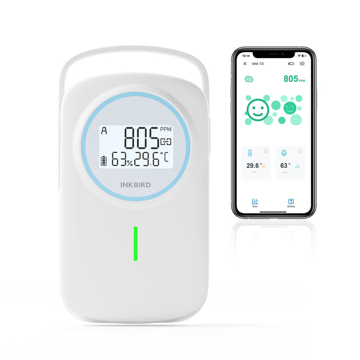 INKBIRD IAM-T2 Bluetooth Air Quality Monitor CO2 Temp Humidity 3-IN-1 Detector