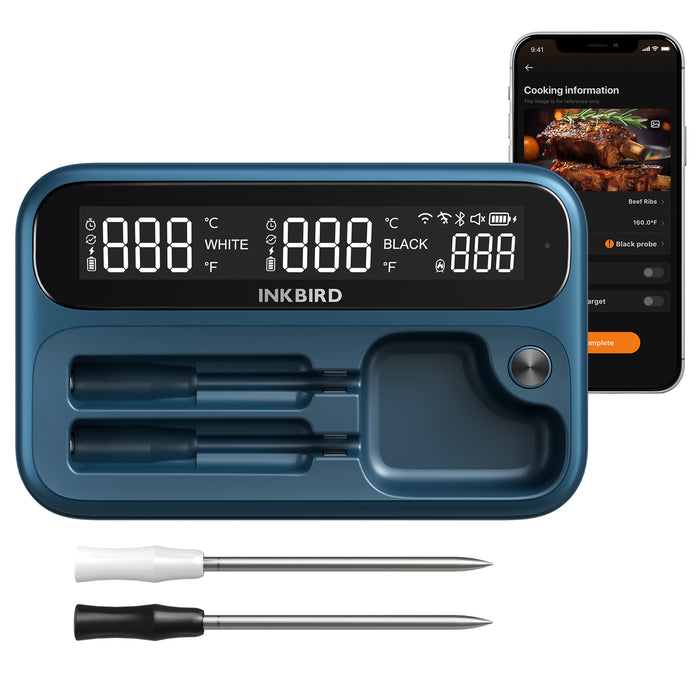 INKBIRD 5G WiFi Bluetooth Meat Thermometer INT-12P-BW 3.8mm Extra Thin Dual Probe