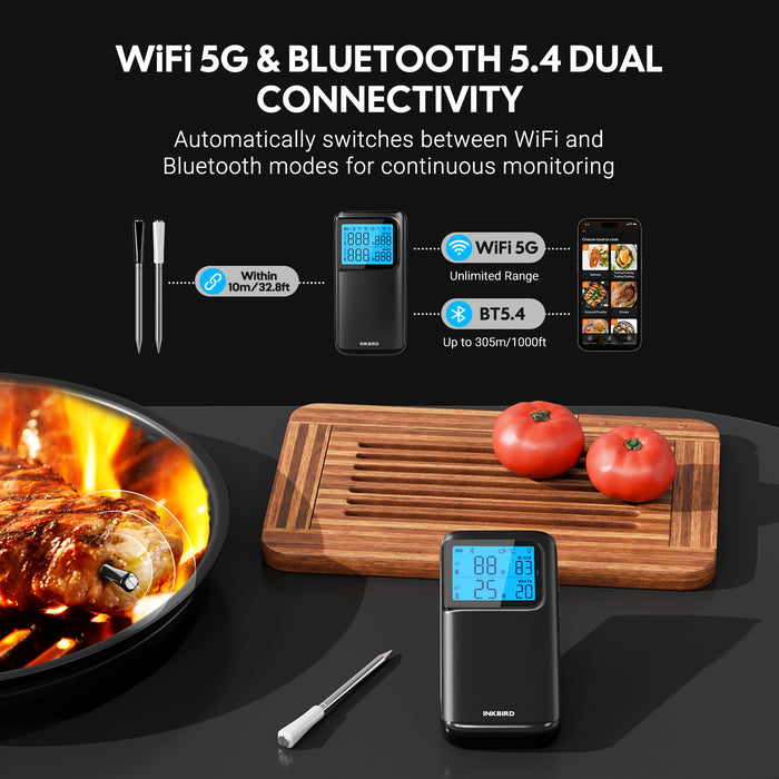 INKBIRD Wireless Wifi Bluetooth Multi-Sensor Meat Thermometer INT-12E-BW