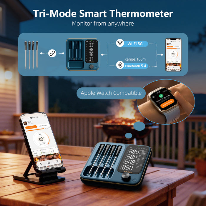 INKBIRD Wireless BBQ Thermometer 4-Probe Multi-Sensor INT-14S-BW