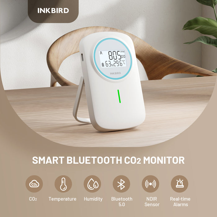 INKBIRD IAM-T2 Bluetooth Air Quality Monitor CO2 Temp Humidity 3-IN-1 Detector