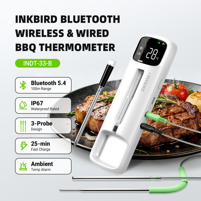 INKBIRD INDT-33-B Wireless & Wired BBQ Thermometer