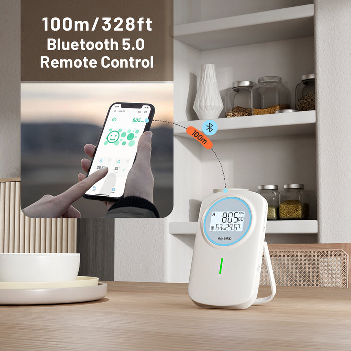 INKBIRD IAM-T2 Bluetooth Air Quality Monitor CO2 Temp Humidity 3-IN-1 Detector