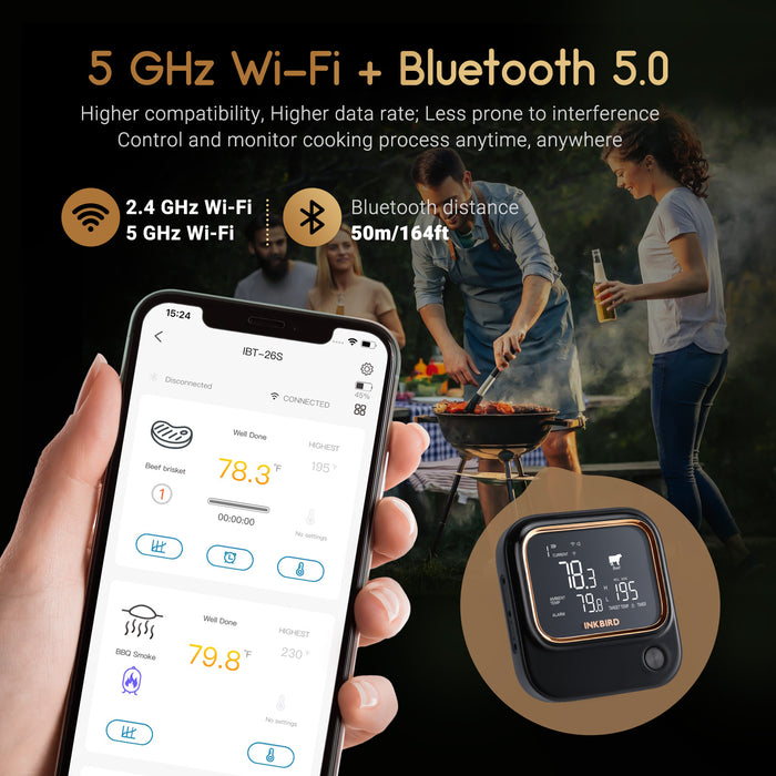 INKBIRD Wifi Bluetooth BBQ Thermometer IBT-26S 5G