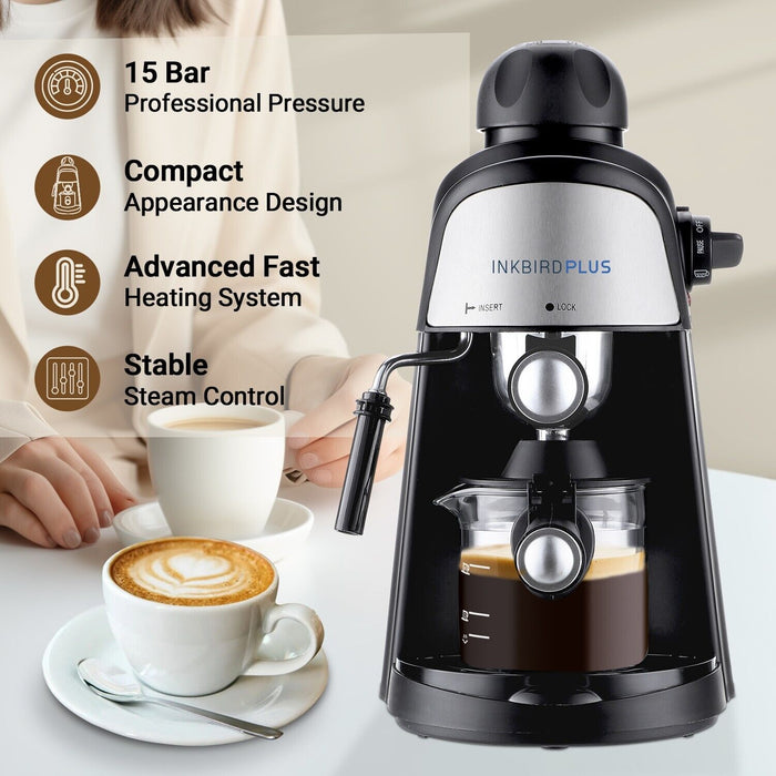 Coffee Maker Machine Expresso Milk Frother Thermostat Control 800W