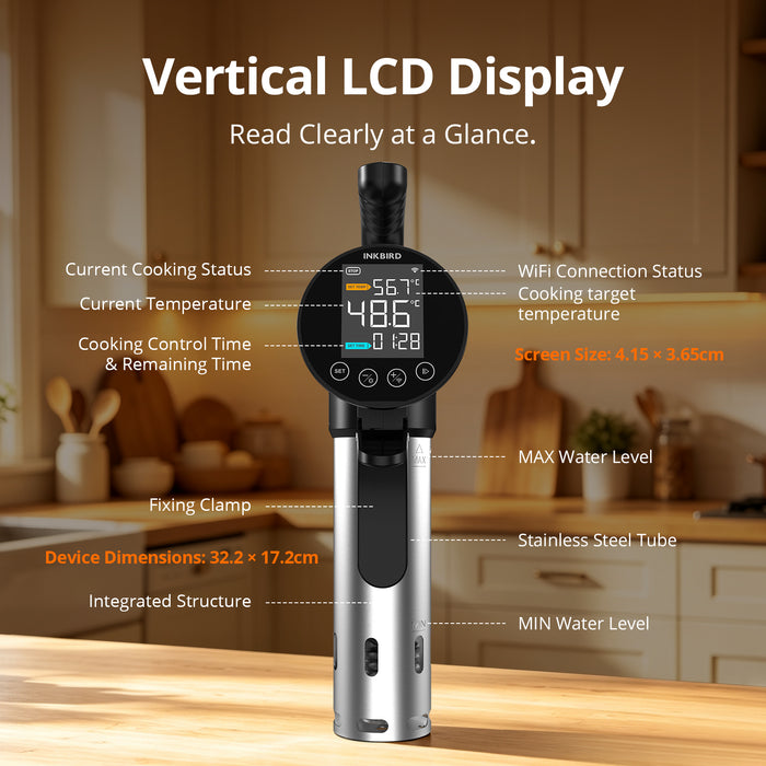 INKBIRD SSV-102-W WiFi Sous Vide Cooker 1000W Handheld Portable Sous Vide Machine
