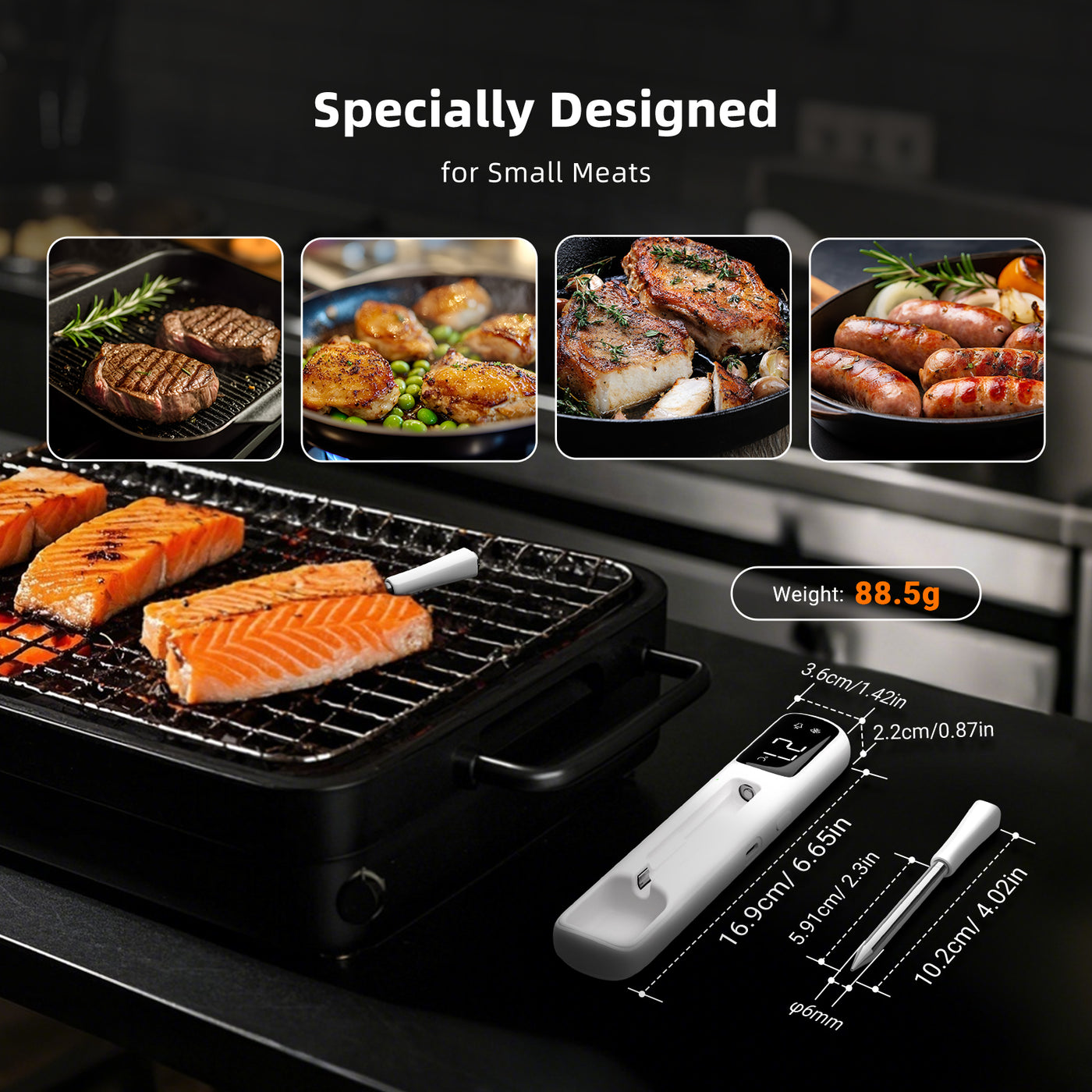 INKBIRD INT-11I-B Mini Wireless Meat Thermometer Bluetooth 305m Connec ...