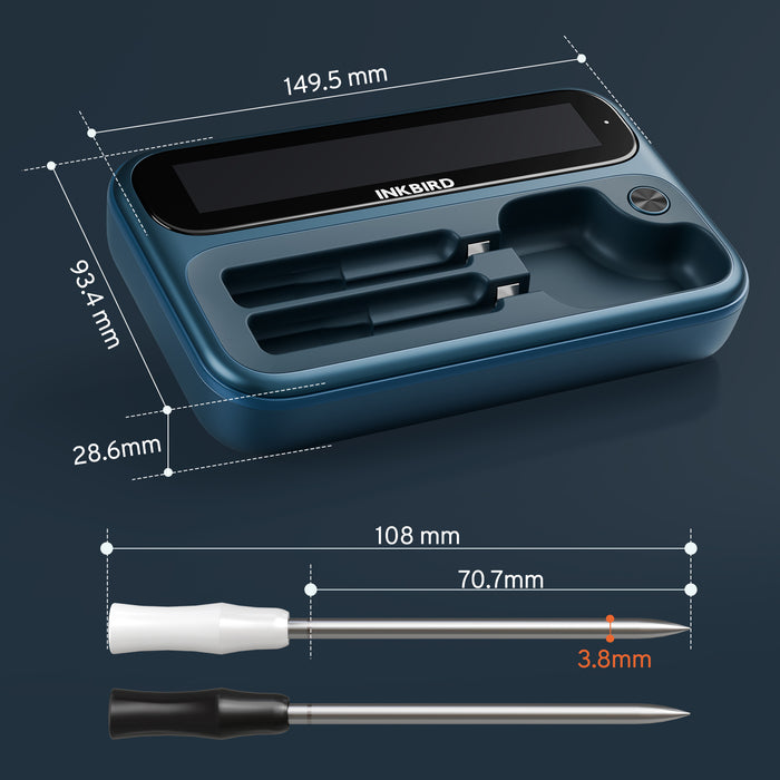 INKBIRD 5G WiFi Bluetooth Meat Thermometer INT-12P-BW 3.8mm Extra Thin Dual Probe