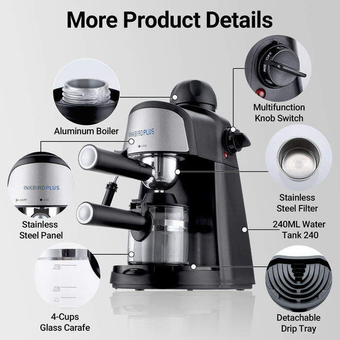 INKBIRDPLUS Automatic Expresso Machine Coffee Maker  800W 240ML