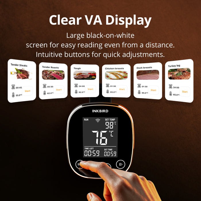 INKBIRD 5G/2.4G WiFi Bluetooth Smart Sous Vide Machine Slow Cooker ISV-301W IPX7 Waterproof