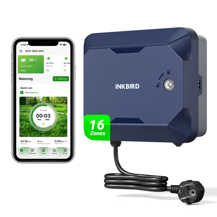 INKBIRD WiFi Smart Sprinkler Controller with  8/12/16-Zone Independent Control