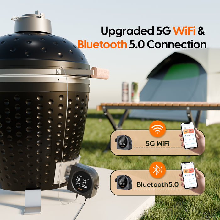 INKBIRD Automatic Smoker Fan ISC-028-BW Wi-Fi 5G  Bluetooth Grill Temperature Controller with 5 Probes