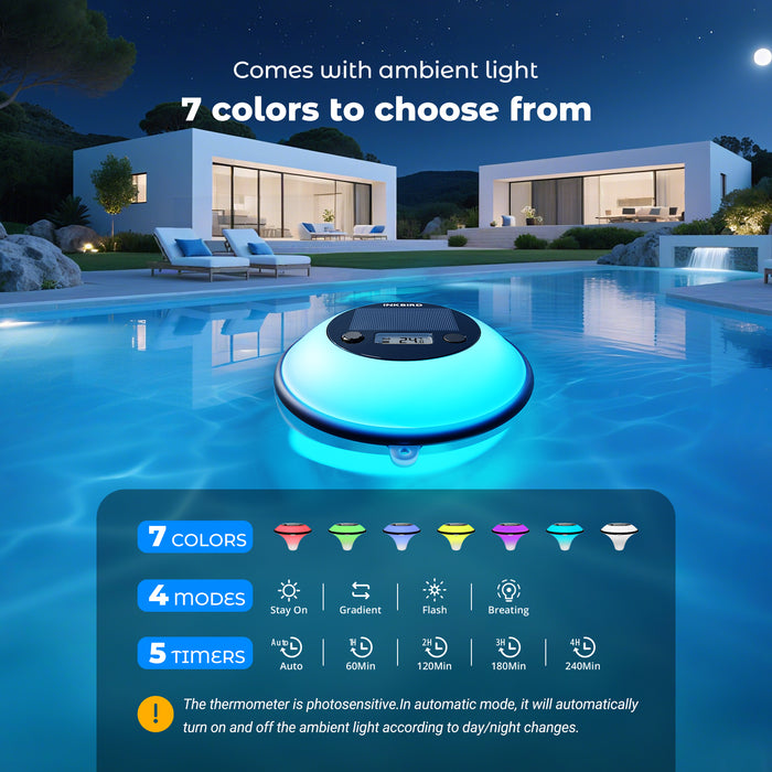 INKBIRD IBS-P05R Solar Powered Wireless Pool Thermometer with Ambient Light IP68 Waterproof