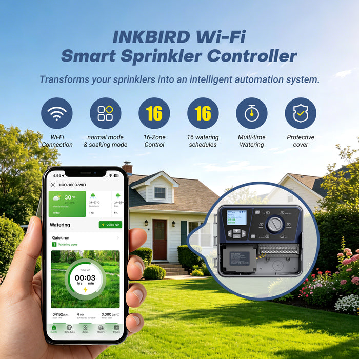 INKBIRD WiFi Smart Sprinkler Controller with  8/12/16-Zone Independent Control