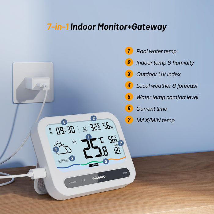INKBIRD WiFi Pool Thermometer Set IBS-P03R+IM-03-W Solar Powered