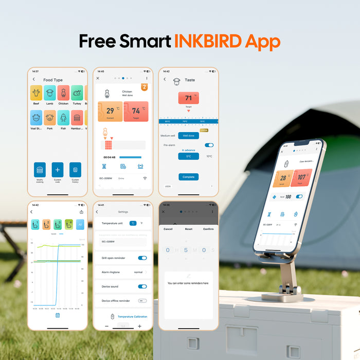 INKBIRD Automatic Smoker Fan ISC-028-BW Wi-Fi 5G  Bluetooth Grill Temperature Controller with 5 Probes