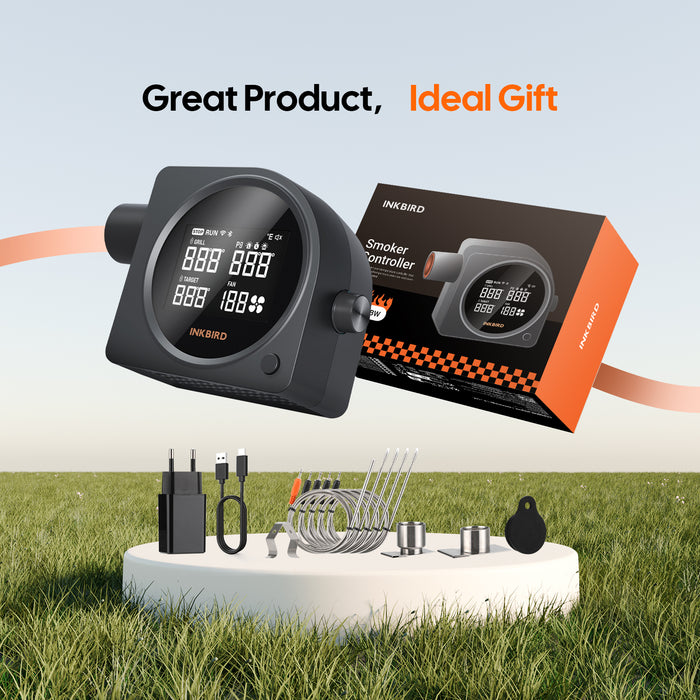 INKBIRD Automatic Smoker Fan ISC-028-BW Wi-Fi 5G  Bluetooth Grill Temperature Controller with 5 Probes
