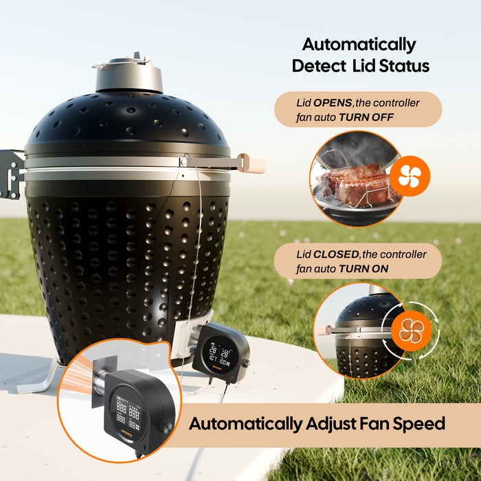 INKBIRD Automatic Smoker Fan ISC-028-BW Wi-Fi 5G  Bluetooth Grill Temperature Controller with 5 Probes