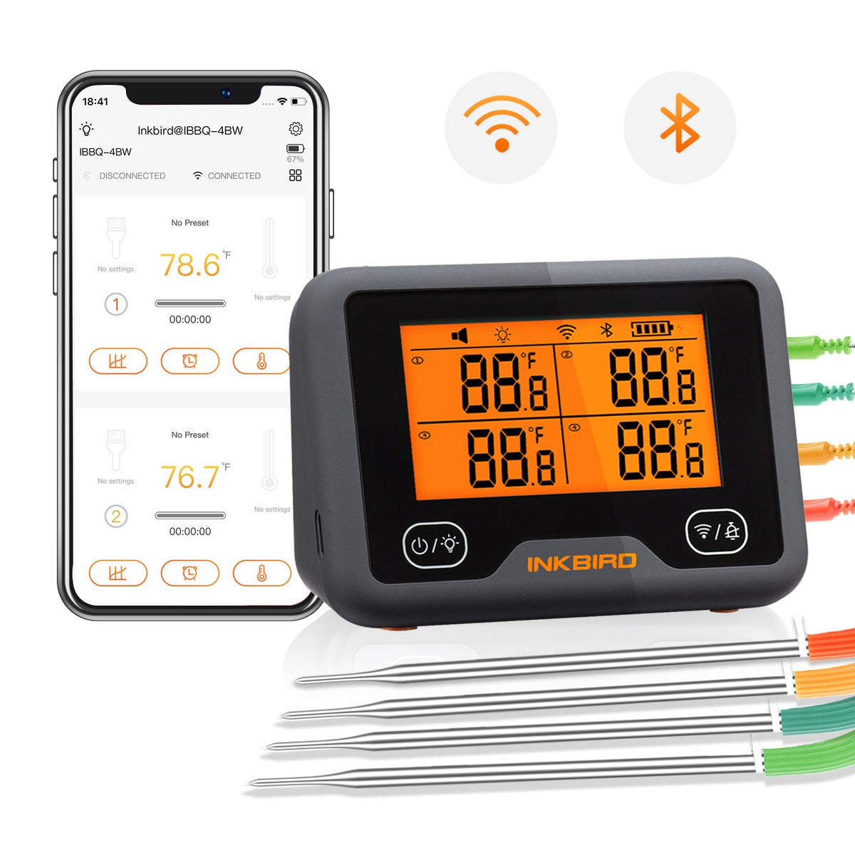 Inkbird Bluetooth Wireless Meat Thermometer – 6 Probes, Digital Grill Thermometer With App