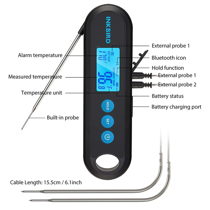 INKBIRD Bluetooth Food Thermometer IHT-2PB Dual Probes