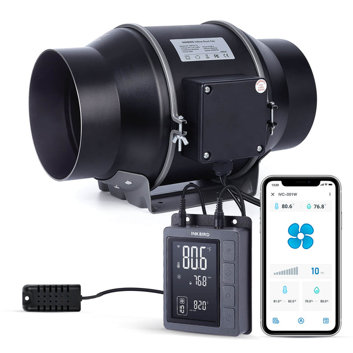 INKBIRD WiFi 6” Inline Duct Fan with Temperature Humidity Intelligent Controller IVC-001W