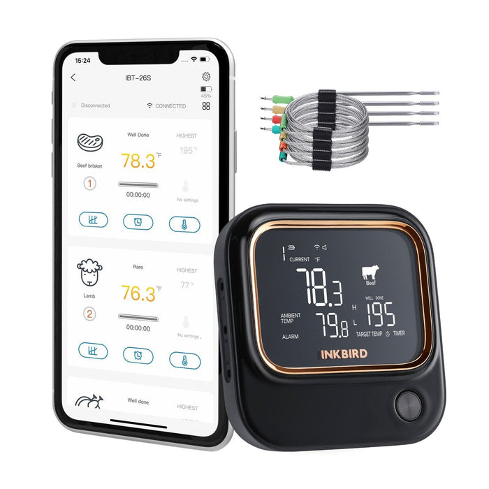 INKBIRD Wifi Bluetooth BBQ Thermometer IBT-26S 5G